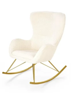 Fotel na biegunach Fadil kremowy/ złoty