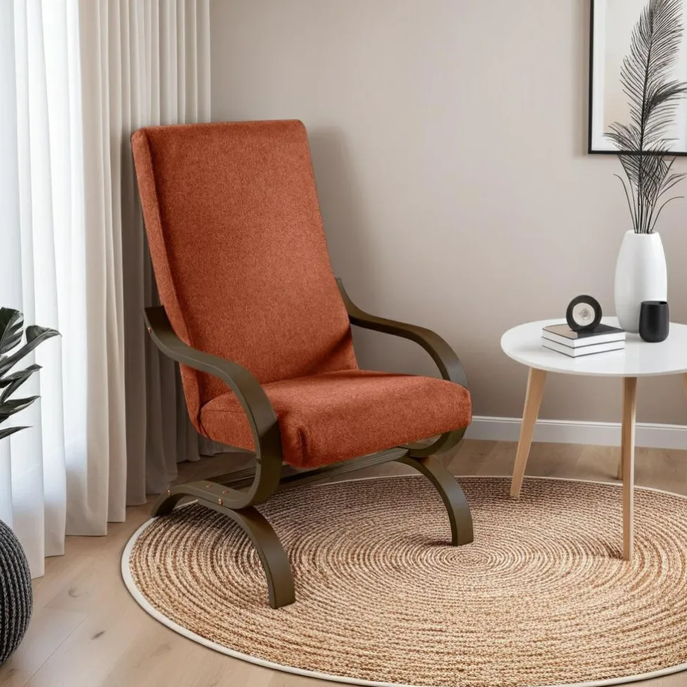 Fotel na płozach Corsica pomarańczowy/    orzech Matana 7