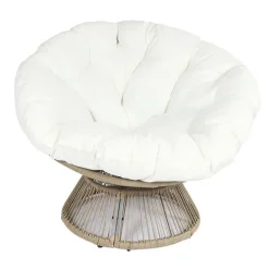 Fotel Nucan biały/naturalny obrotowy