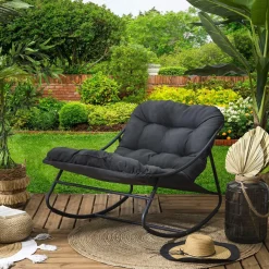 Fotel ogrodowy bujany Tenerife czarny