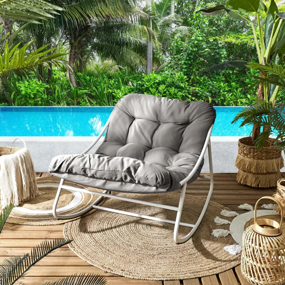 Fotel ogrodowy bujany Tenerife szary