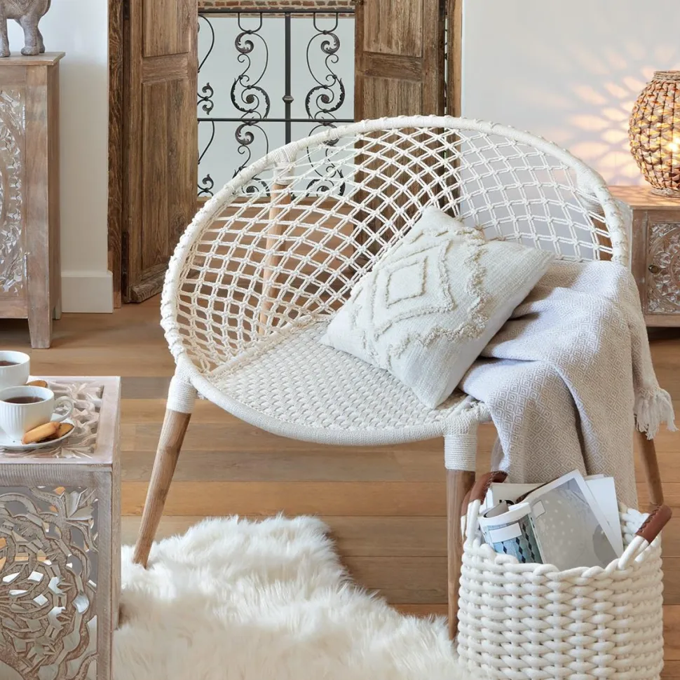 Fotel Raina makrama biały