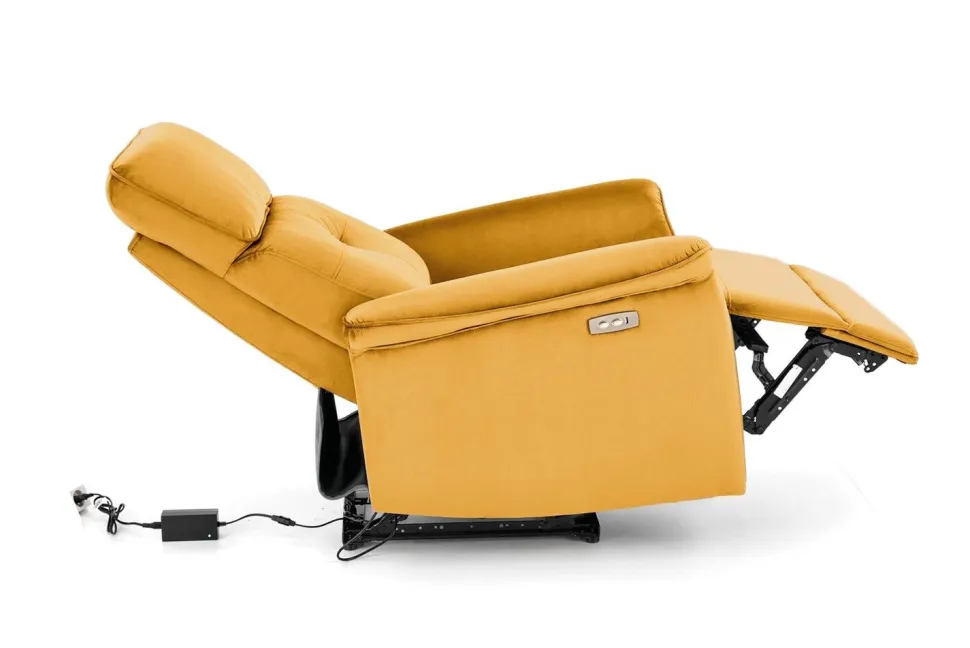 Fotel rozkładany Karlin Velvet musztardowy