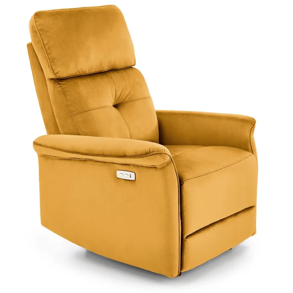Fotel rozkładany Karlin Velvet musztardowy