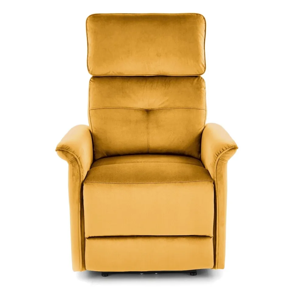 Fotel rozkładany Karlin Velvet musztardowy
