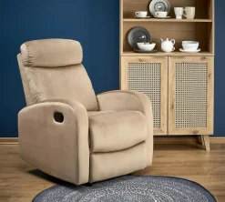 Fotel rozkładany recliner Veral welwet beżowy