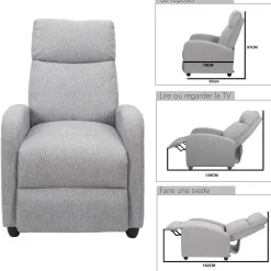 Fotel rozkładany Recliner Dream szary