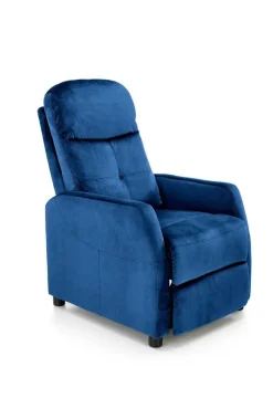 Fotel rozkładany recliner Dativo welwet niebieski