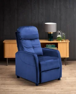 Fotel rozkładany recliner Dativo welwet niebieski