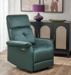 Fotel rozkładany recliner Karlin welwet zielony