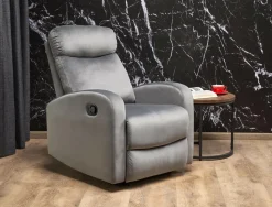 Fotel rozkładany recliner Veral welwet szary