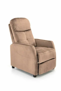 Fotel rozkładany recliner Dativo welwet beżowy