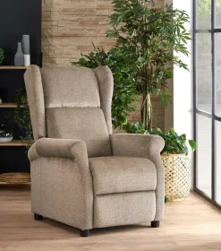Fotel rozkładany recliner Nagu masujący beżowy