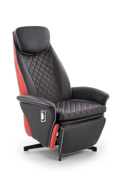 Fotel rozkłądany recliner Marco czarny/czerwony