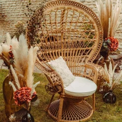 Fotel Takta rattan/ biała poduszka