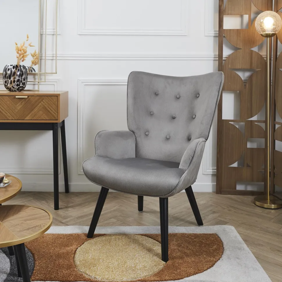 Fotel uszak Gulia szary sztruks