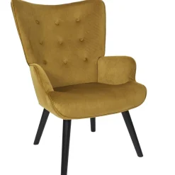 Fotel uszak Gulia żółty sztruks