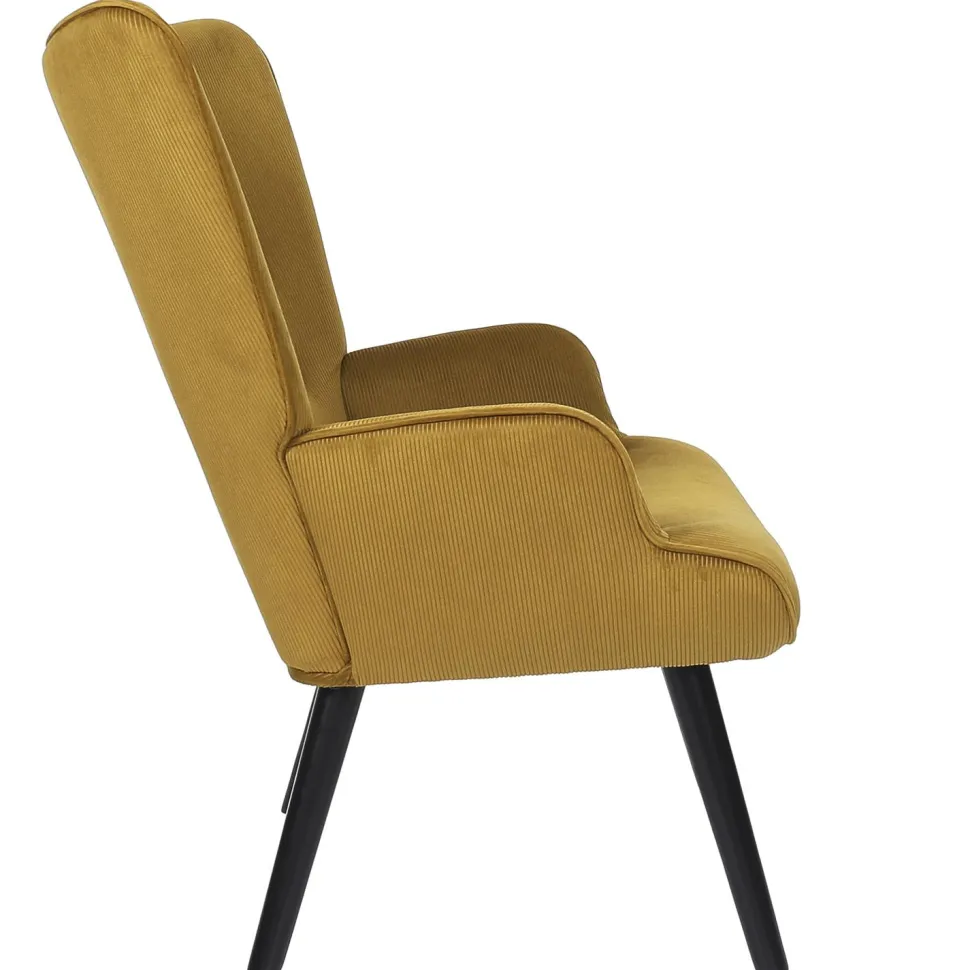 Fotel uszak Gulia żółty sztruks