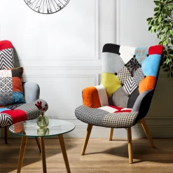Fotel uszak Helsinki multikolor           patchwork