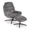 Fotel wypoczynkowy Beltine z podnóżkiem szary