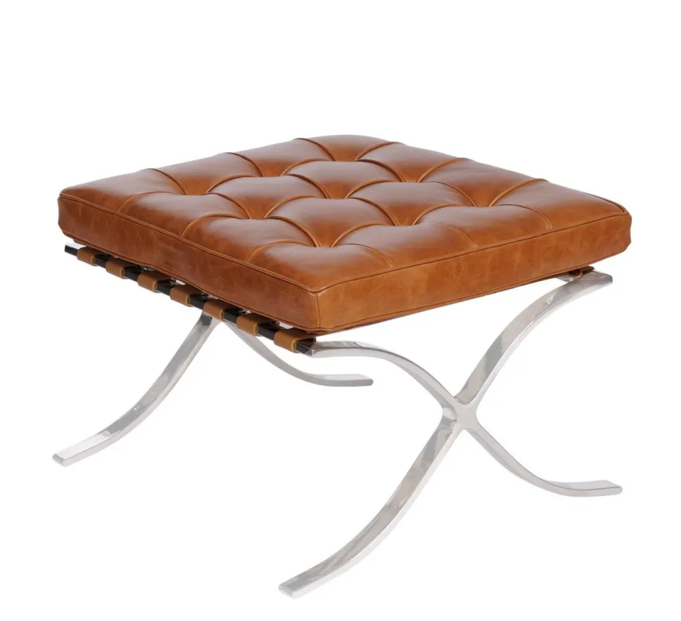 Fotel z podnóżkiem BA1 brąz j. vintage inspirowany Barcelona