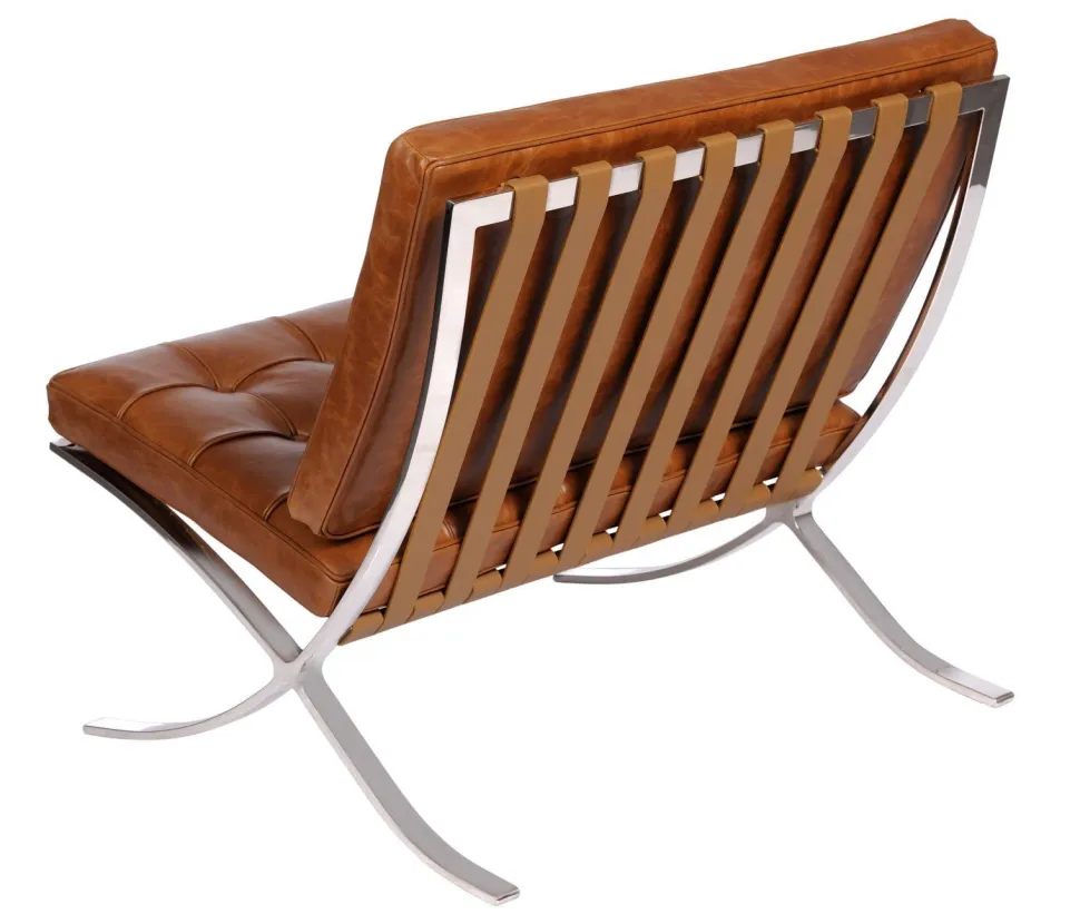 Fotel z podnóżkiem BA1 brąz j. vintage inspirowany Barcelona