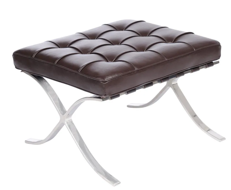 Fotel z podnóżkiem BA1 skóra naturalna inspirowany Barcelona