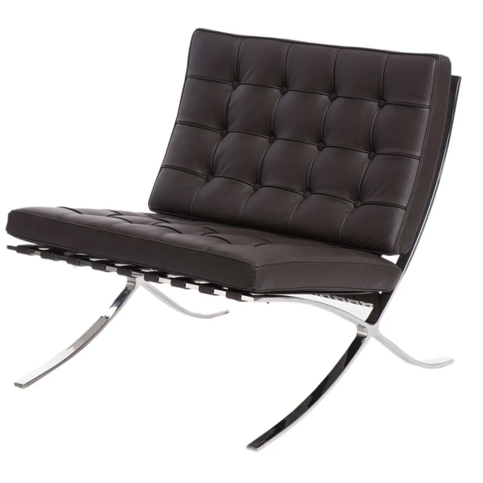 Fotel z podnóżkiem BA1 skóra naturalna inspirowany Barcelona