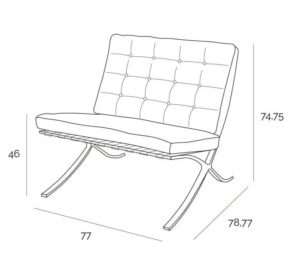 Fotel z podnóżkiem BA1 skóra naturalna inspirowany Barcelona