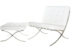 Fotel z podnóżkiem BA1 skóra naturalna inspirowany Barcelona