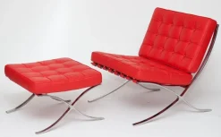 Fotel z podnóżkiem BA1 skóra naturalna inspirowany Barcelona