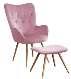 Fotel z podnóżkiem Beyla VIC różowy