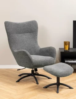 Fotel z podnóżkiem Talgarth szary