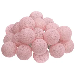 Girlanda cotton balls 20 lampek LED  różowa