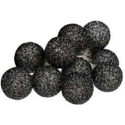 Girlanda Cottonballs czarne brokatowe 10  lampek LED