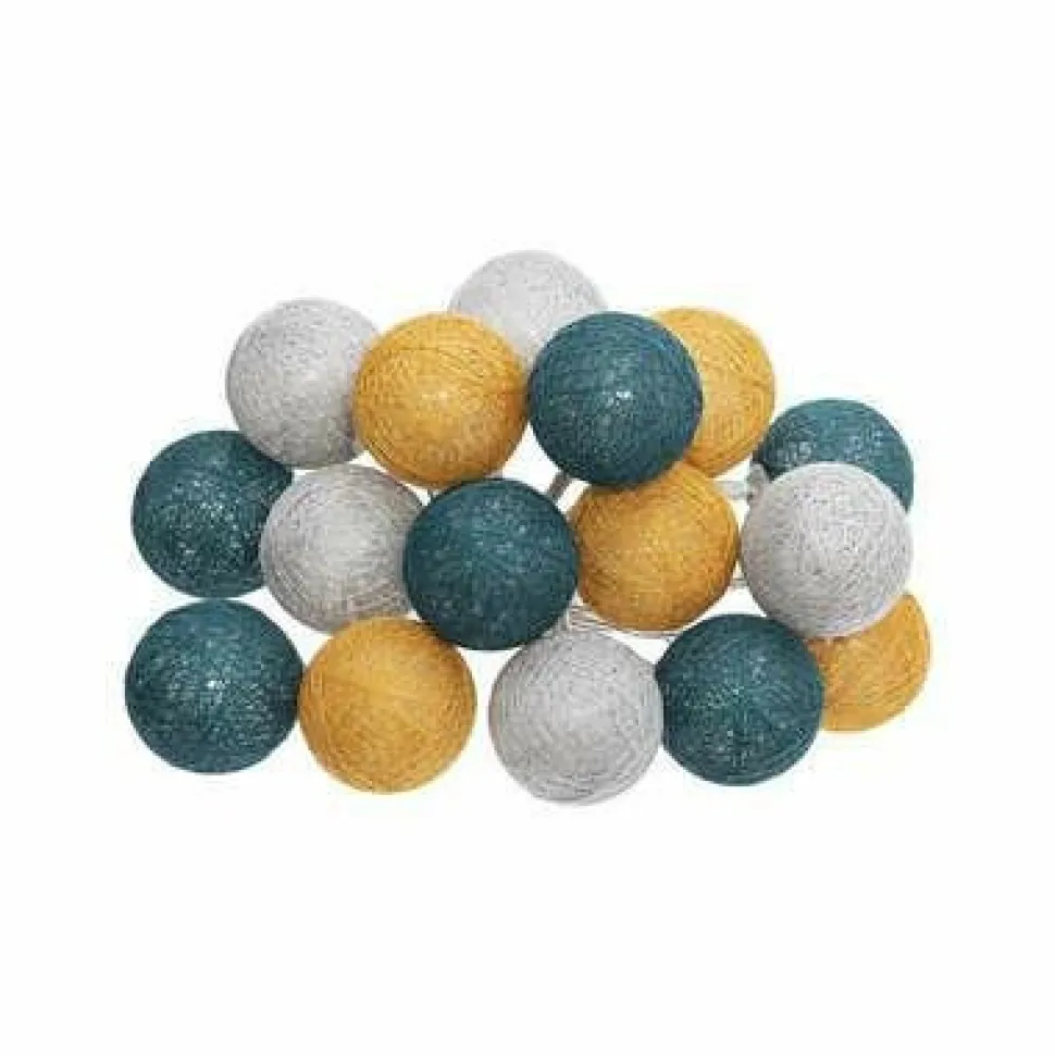 Girlanda Cottonbals nieb-żółt-bia 16 lampek