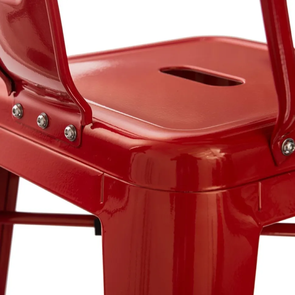 Hoker Paris Back 66cm czerwony inspirowany Tolix