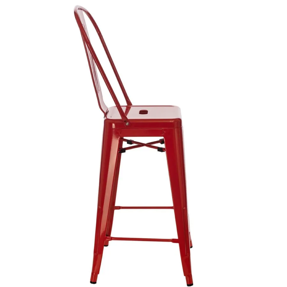 Hoker Paris Back 66cm czerwony inspirowany Tolix