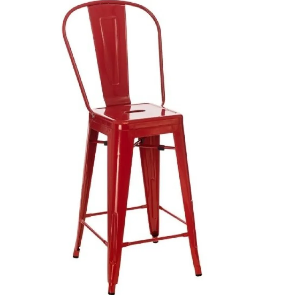 Hoker Paris Back 66cm czerwony inspirowany Tolix