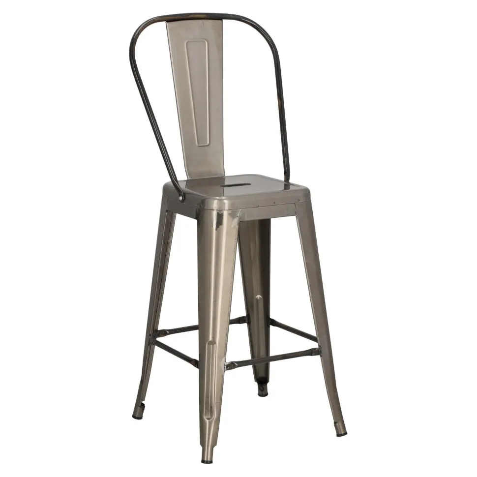 Hoker Paris Back 66cm metaliczny inspirowany Tolix