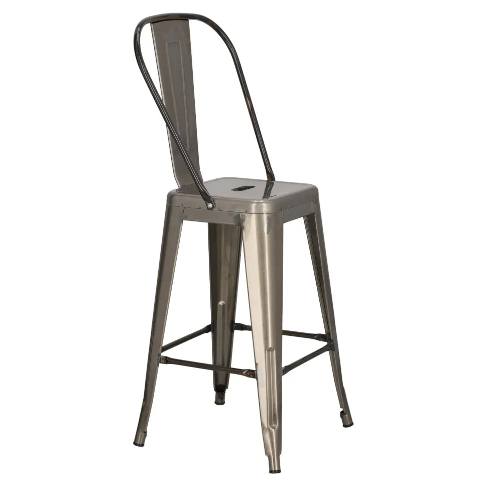 Hoker Paris Back 66cm metaliczny inspirowany Tolix