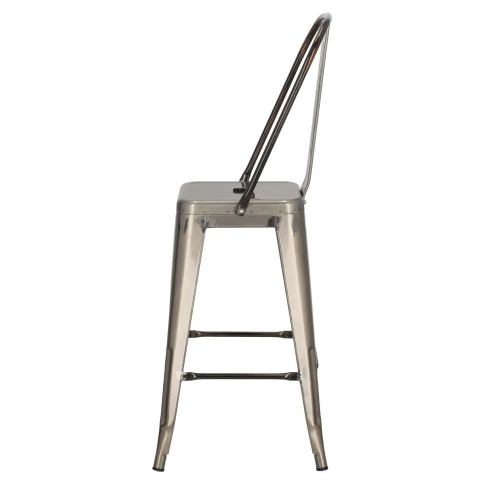 Hoker Paris Back 66cm metaliczny inspirowany Tolix