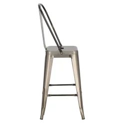 Hoker Paris Back 66cm metaliczny inspirowany Tolix