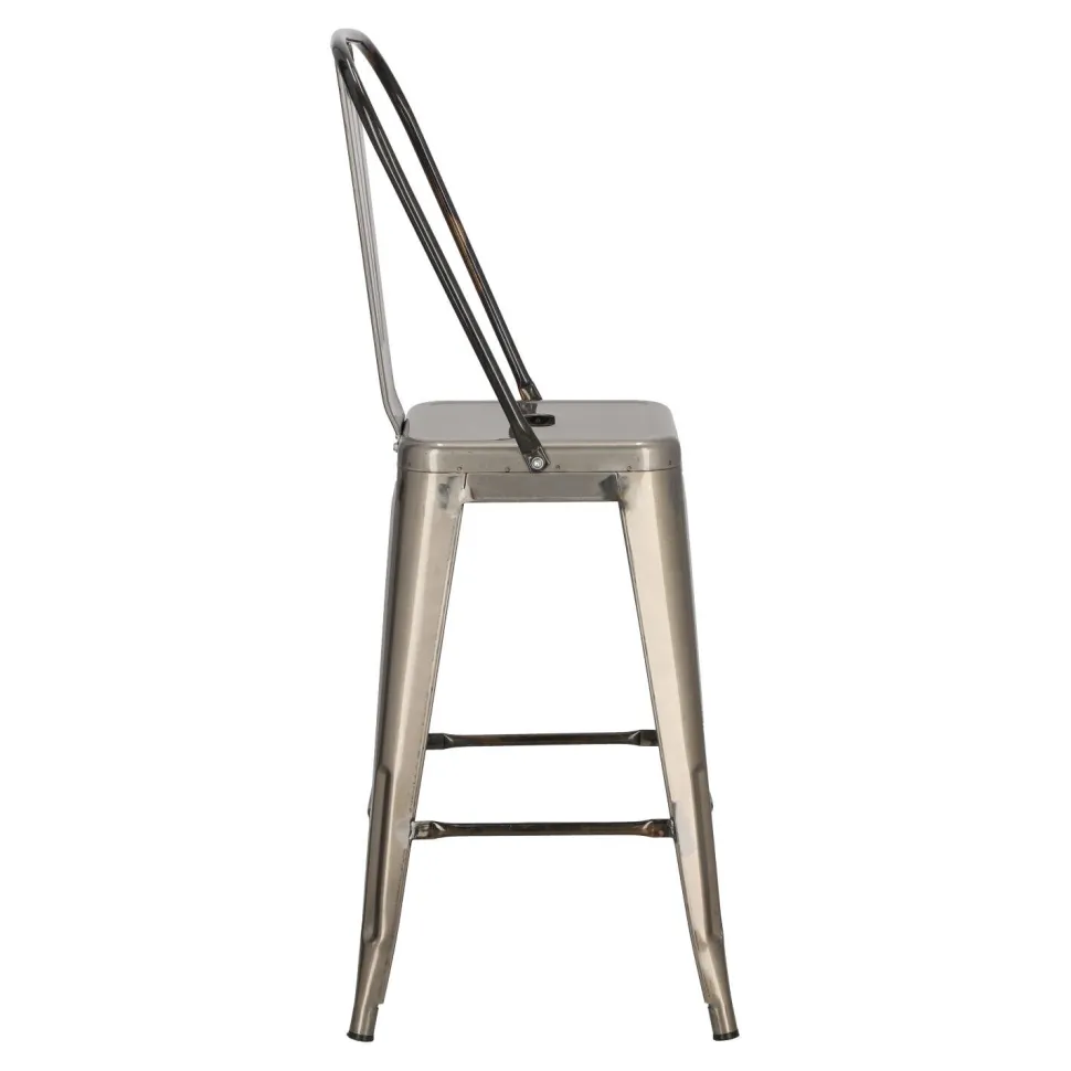 Hoker Paris Back 66cm metaliczny inspirowany Tolix