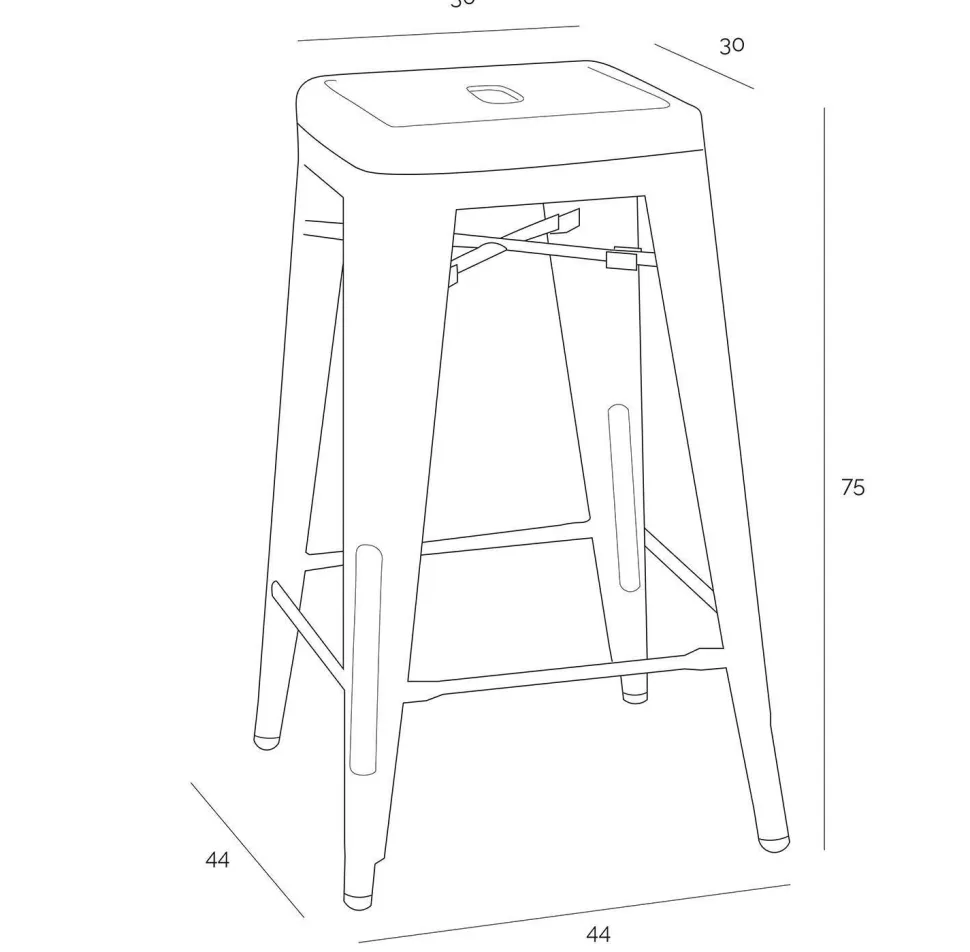 Hoker Paris 75cm. biały insp. Tolix