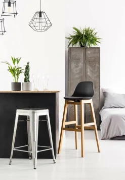 Hoker Paris 75cm. metaliczny insp. Tolix