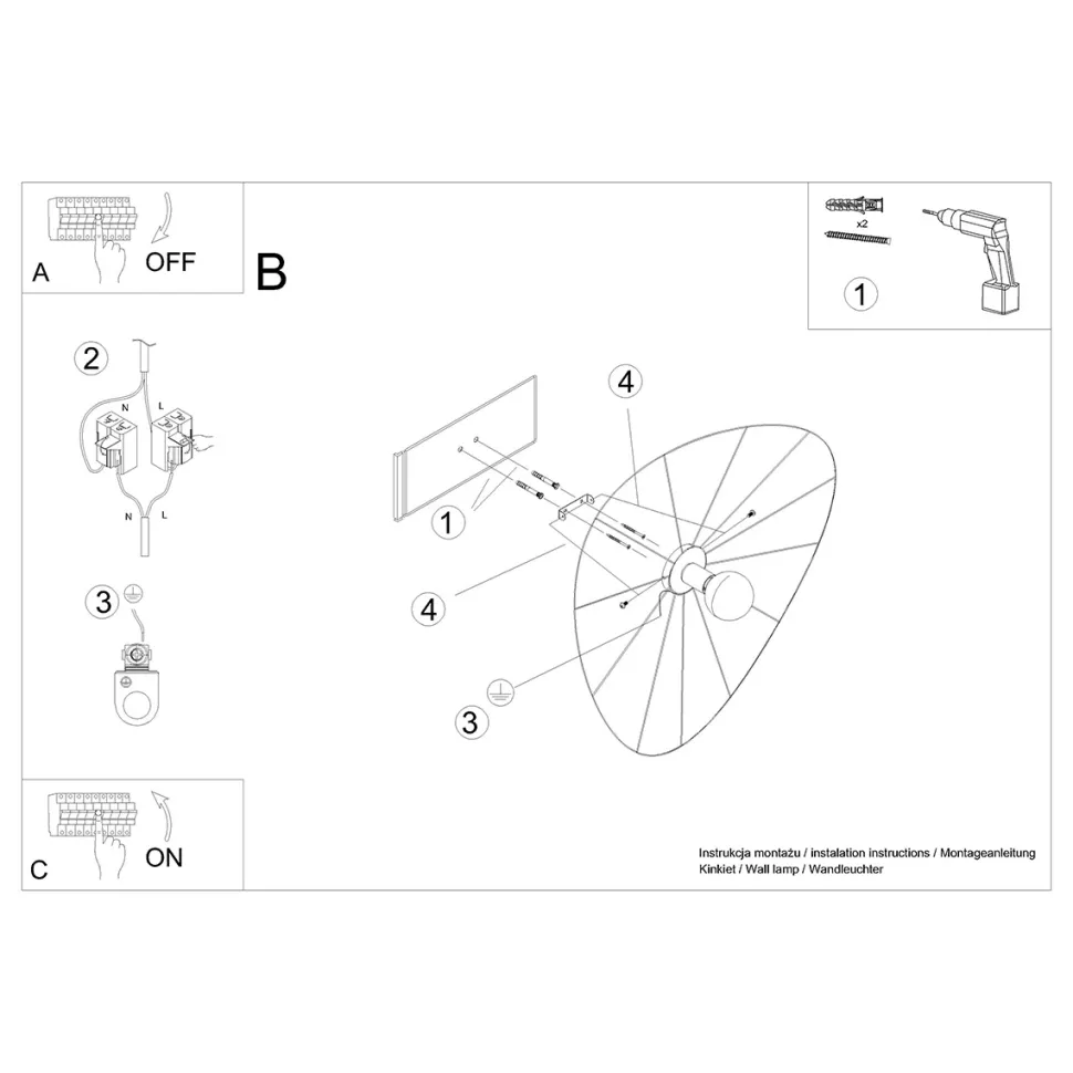 Kinkiet / Plafon ESKOLA 140 czarny