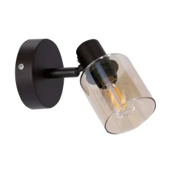 Kinkiet Agra lampa brunatny 1x40W E14  klosz bursztynowy