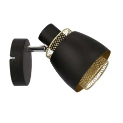 Kinkiet Aleksandria lampa czarny 1x40W  E14 klosz czarny+złoty