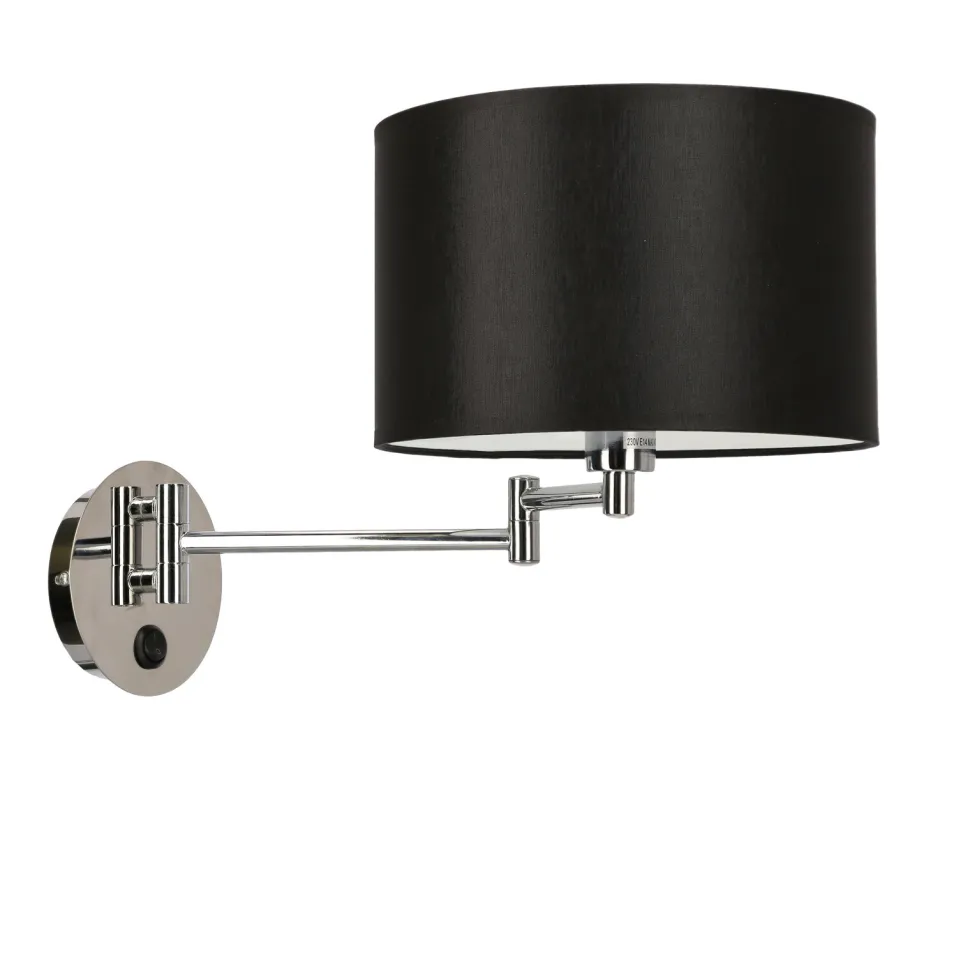 Kinkiet Alexia lampa chromowy 1x40W E14 abażur czarny